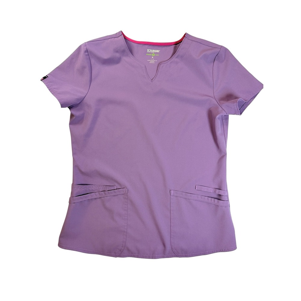 Scrubstar Scrub Top Womens Size S Dusted Grape Purple V-Neck Short Sleeve